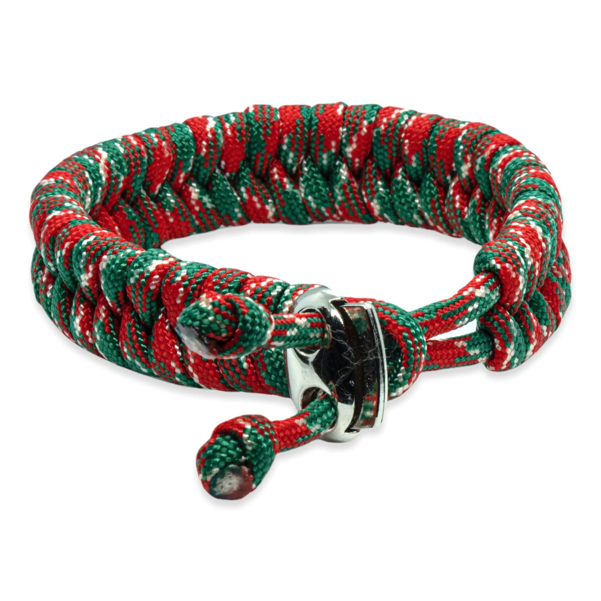 Viking Armband – Scandinavisch Gevlochten Touw (Rood/Groen/Wit)