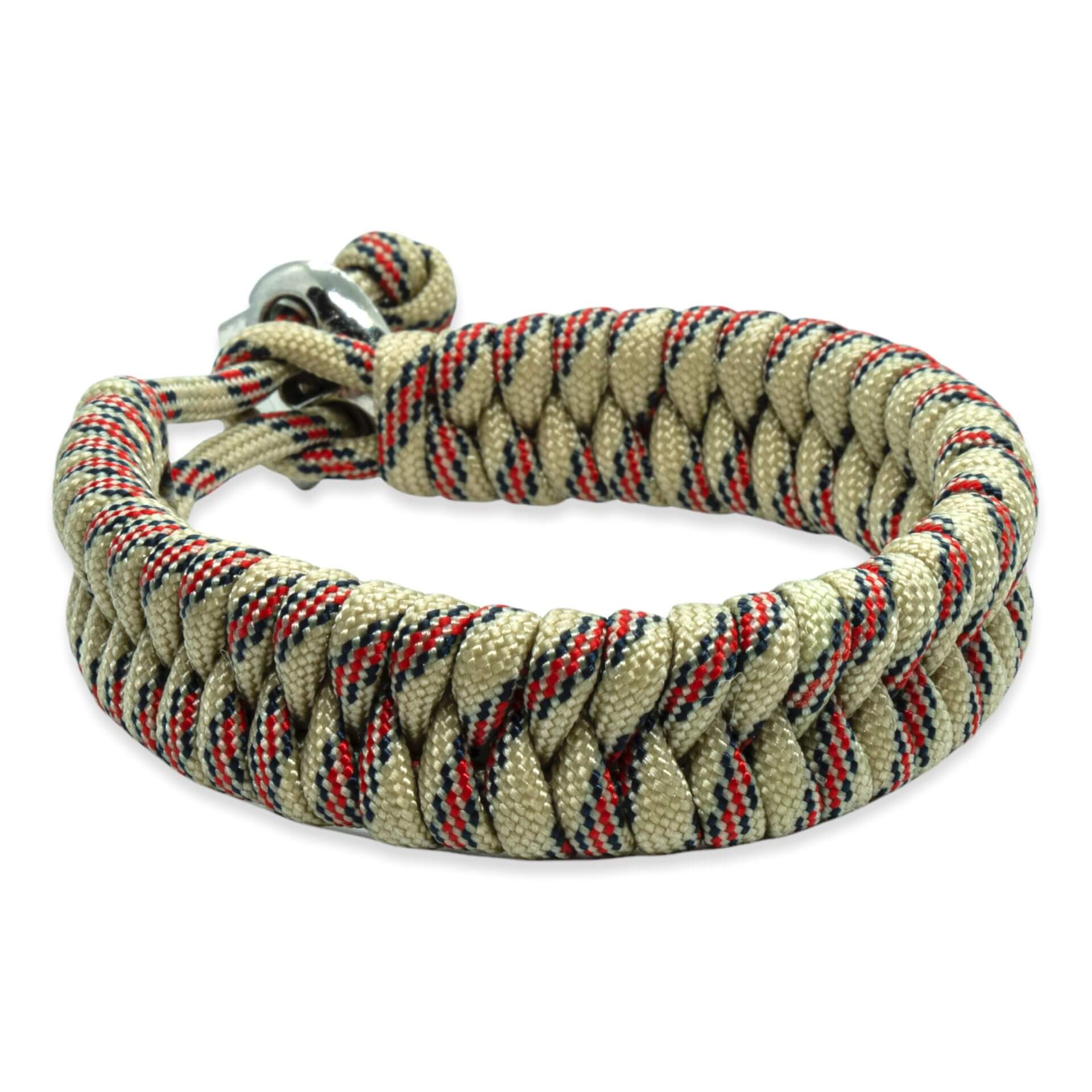 Zweedse staart armband - Beige rood zwarte touw kleur