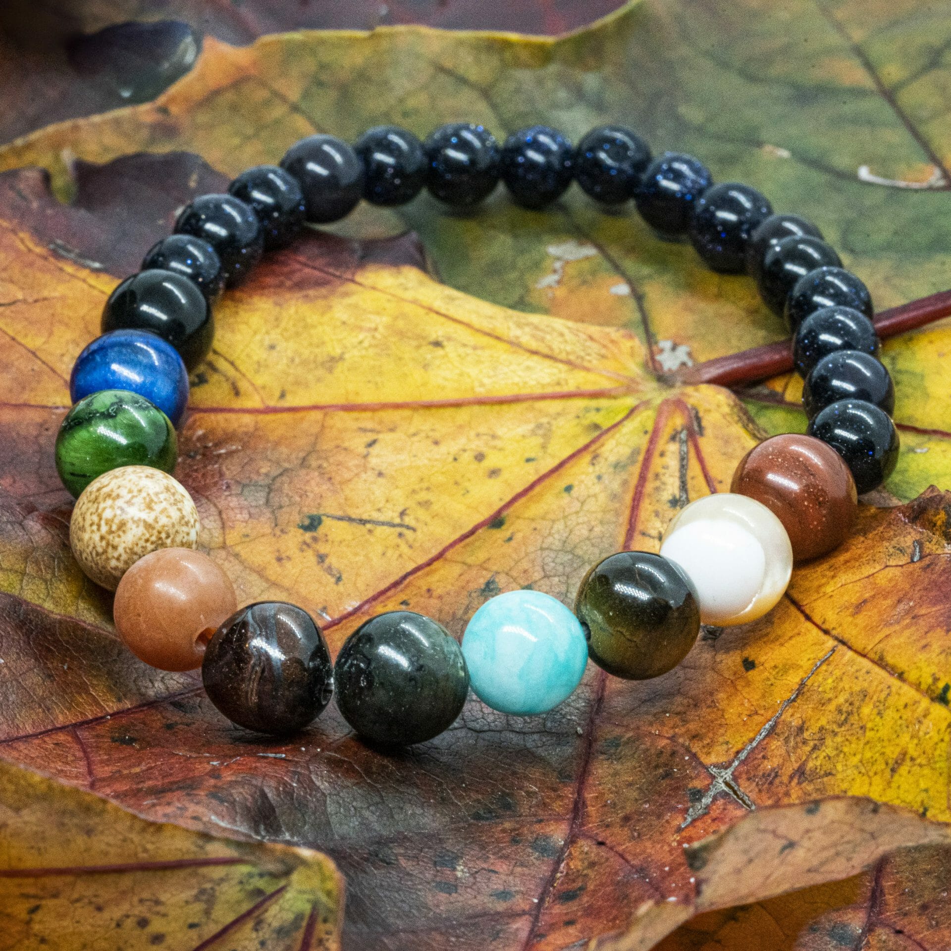 Zonnestelsel & Universum | Small 6 & 8mm Edelsteen Kralenarmband