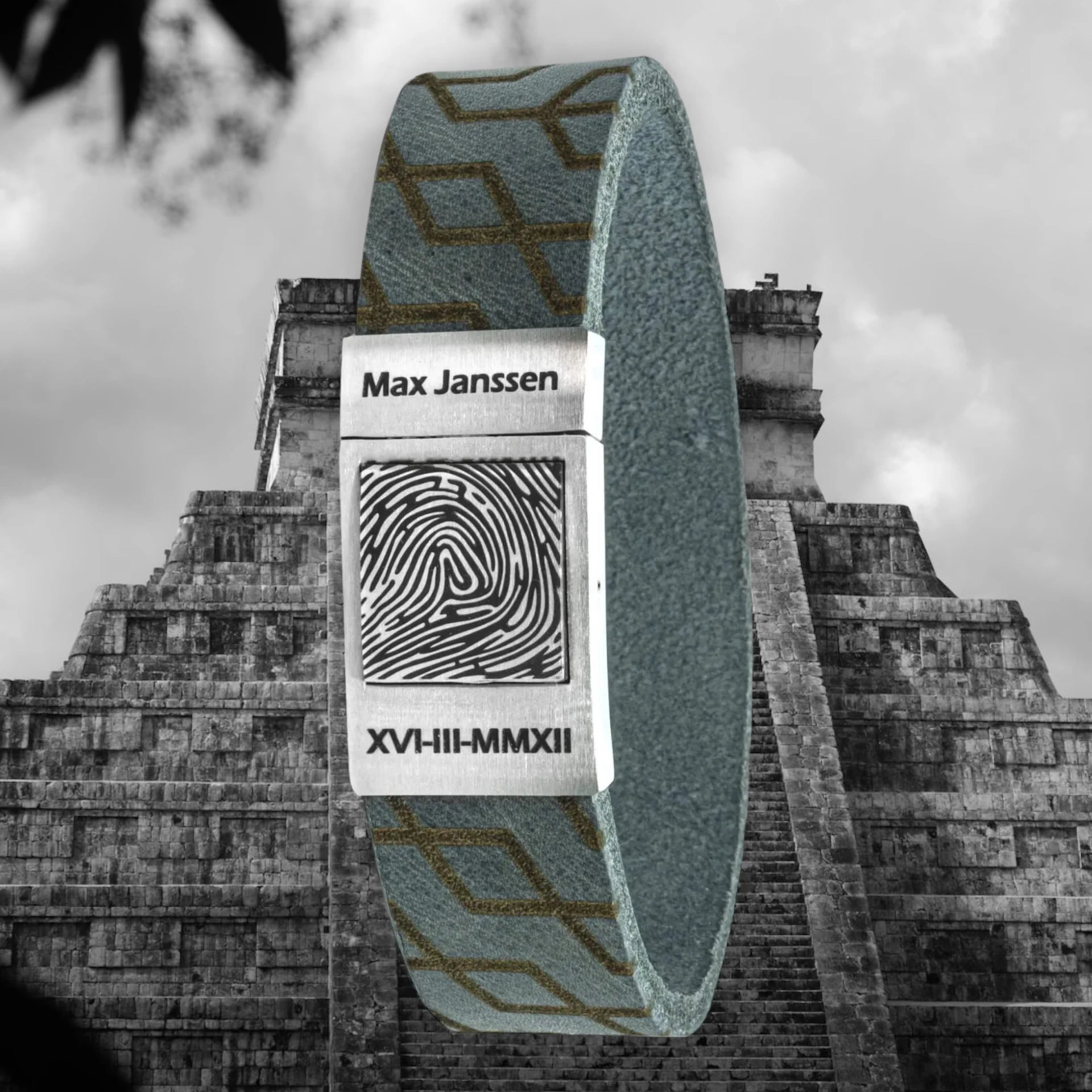 Mayans – Eigen vingerafdruk armband van Vintage leer